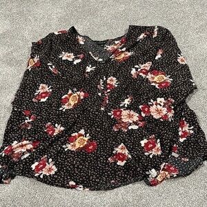Floral Black Peplum Top